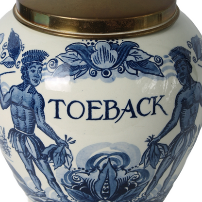 Antique TOEBACK Tobacco Jar | Goedewaagen Holland | Delft Blue Pottery