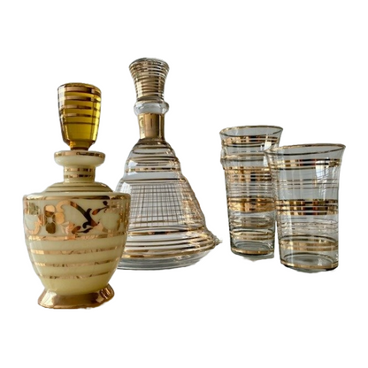 Set of Belgian Verreries de Laeken Glassware - Carafe, Six Water Glasses, and Op
