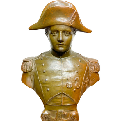 Signé Goyeau - Bust of Napoleon Bonaparte - 18 cm - Marble, Spelter, Patinated B