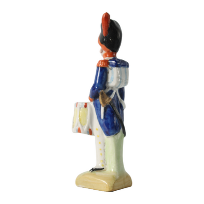 Vintage Porcelain Drummer Figurine in Napoleonic Uniform, Hand-Painted, 1900-193