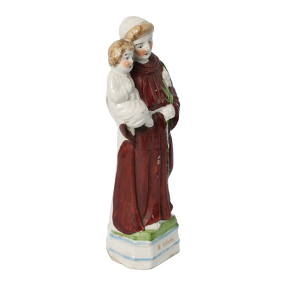 Vintage Ceramic Saint Anthony of Padua Statue with Christ Child - Dated 1995