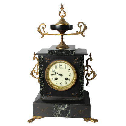 Exclusive Antique Mantel Clock Set with Candelabras by "Gussinklo Utrecht"