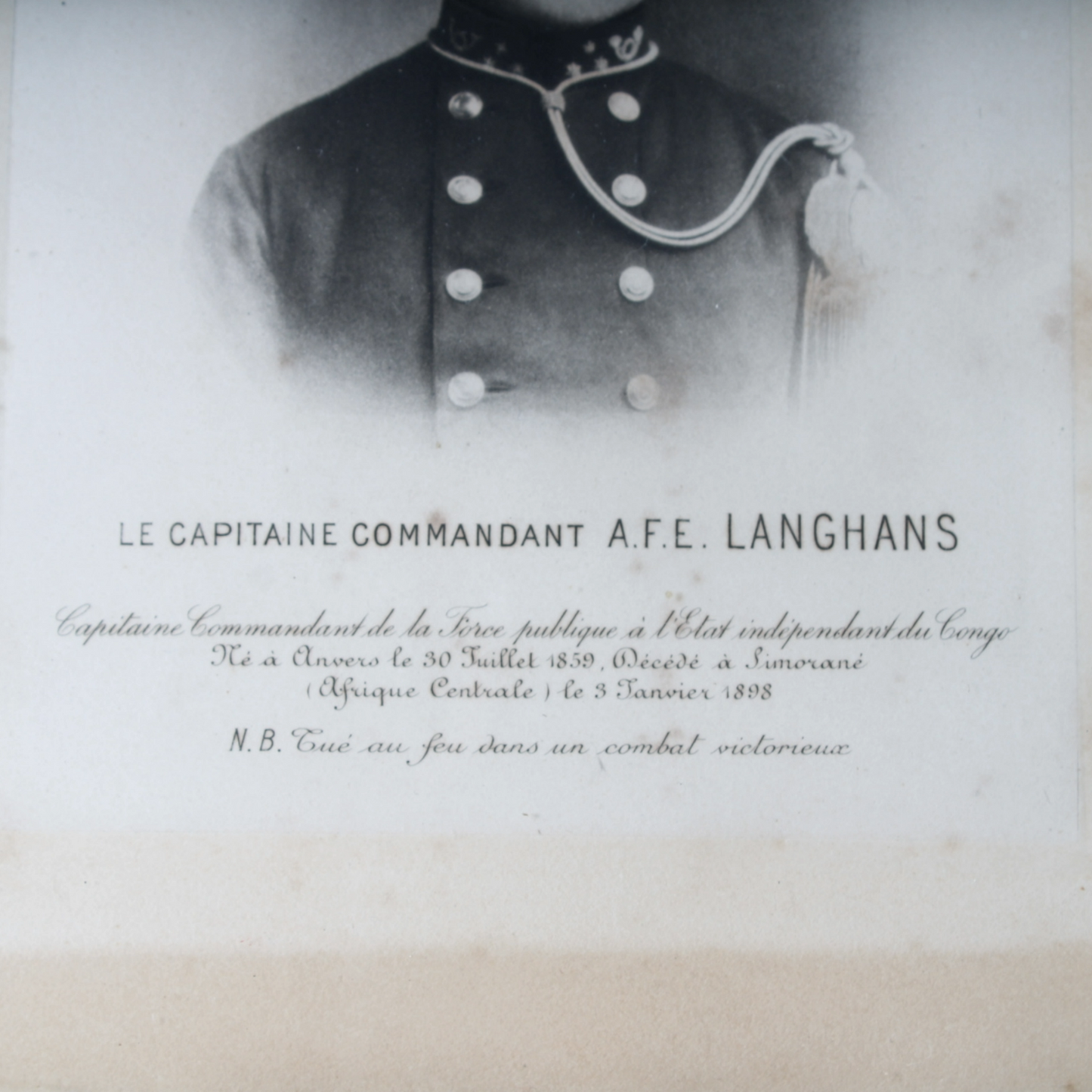 Antique Memorial Portrait of Captain A.F.E. Langhans, Ornate Frame, Belgian
