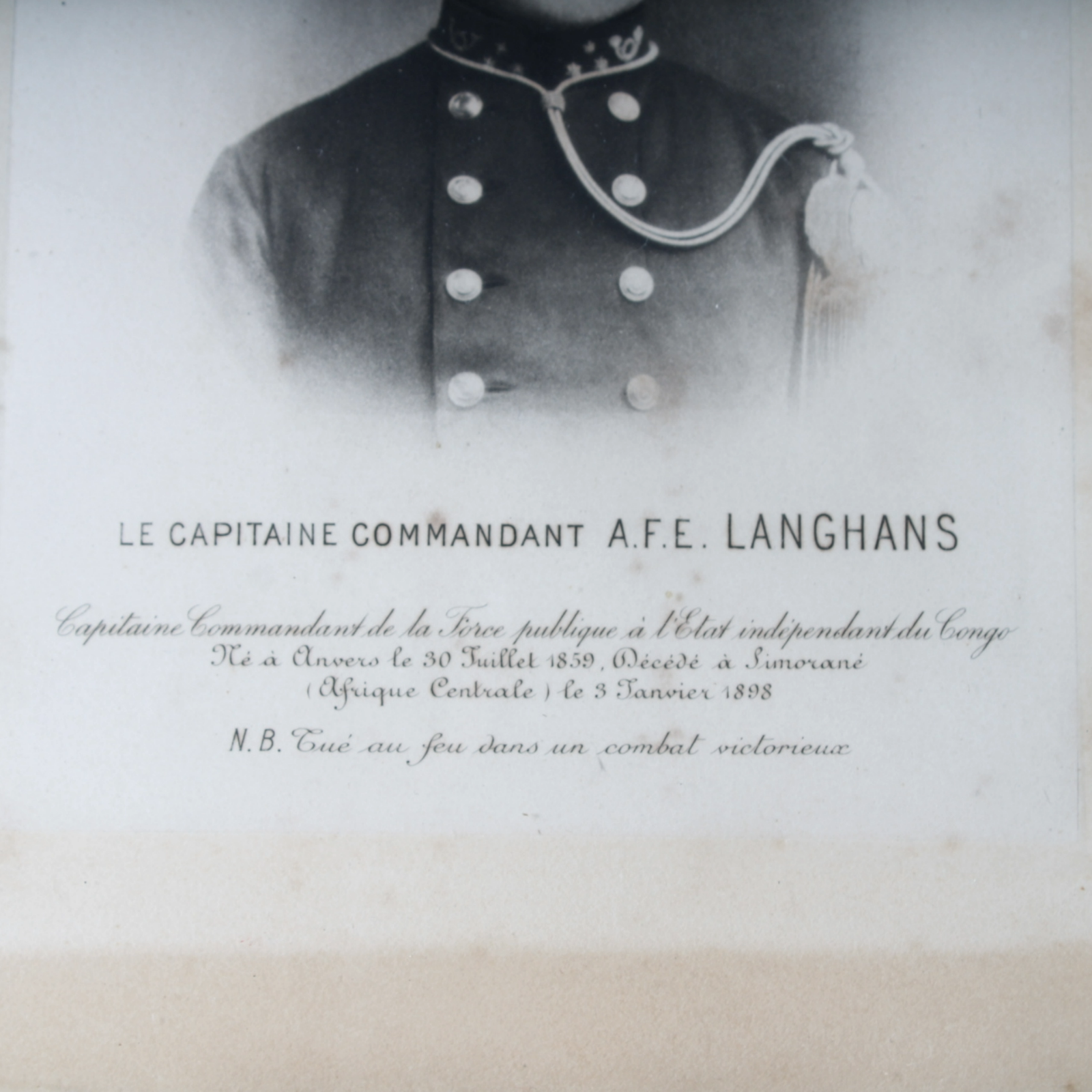 Antique Memorial Portrait of Captain A.F.E. Langhans, Ornate Frame, Belgian