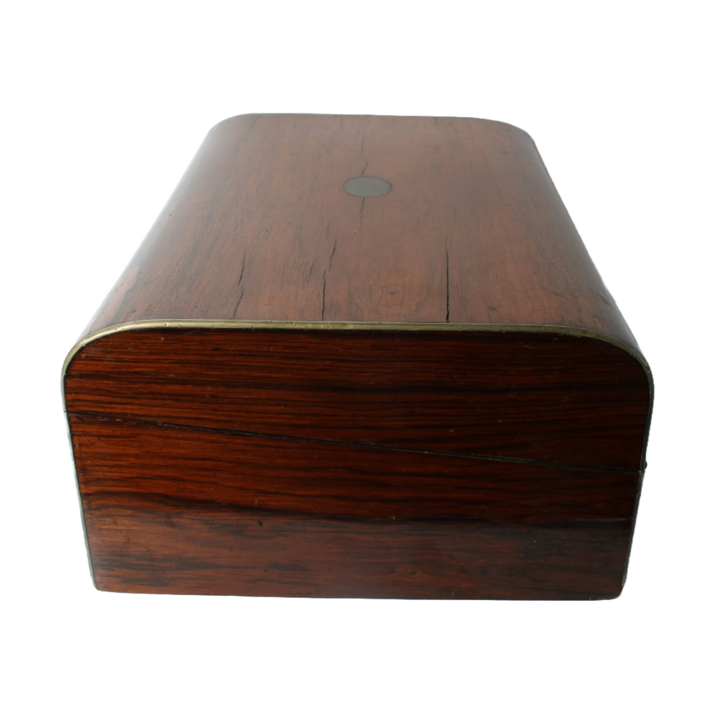 Antique Writing Slope – Wooden 19th Century Writing Box with Purple Velvet Inter