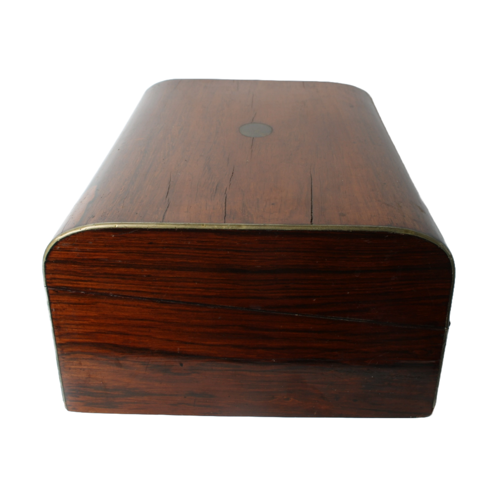 Antique Writing Slope – Wooden 19th Century Writing Box with Purple Velvet Inter