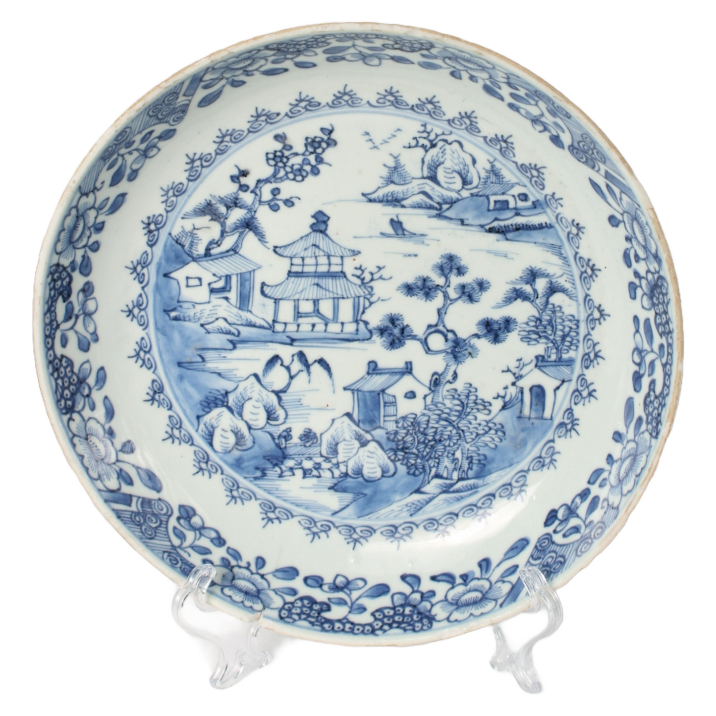 Rare Pair of Kangxi Blue and White Dishes (ca. 1700–1730) Qing Dynasty