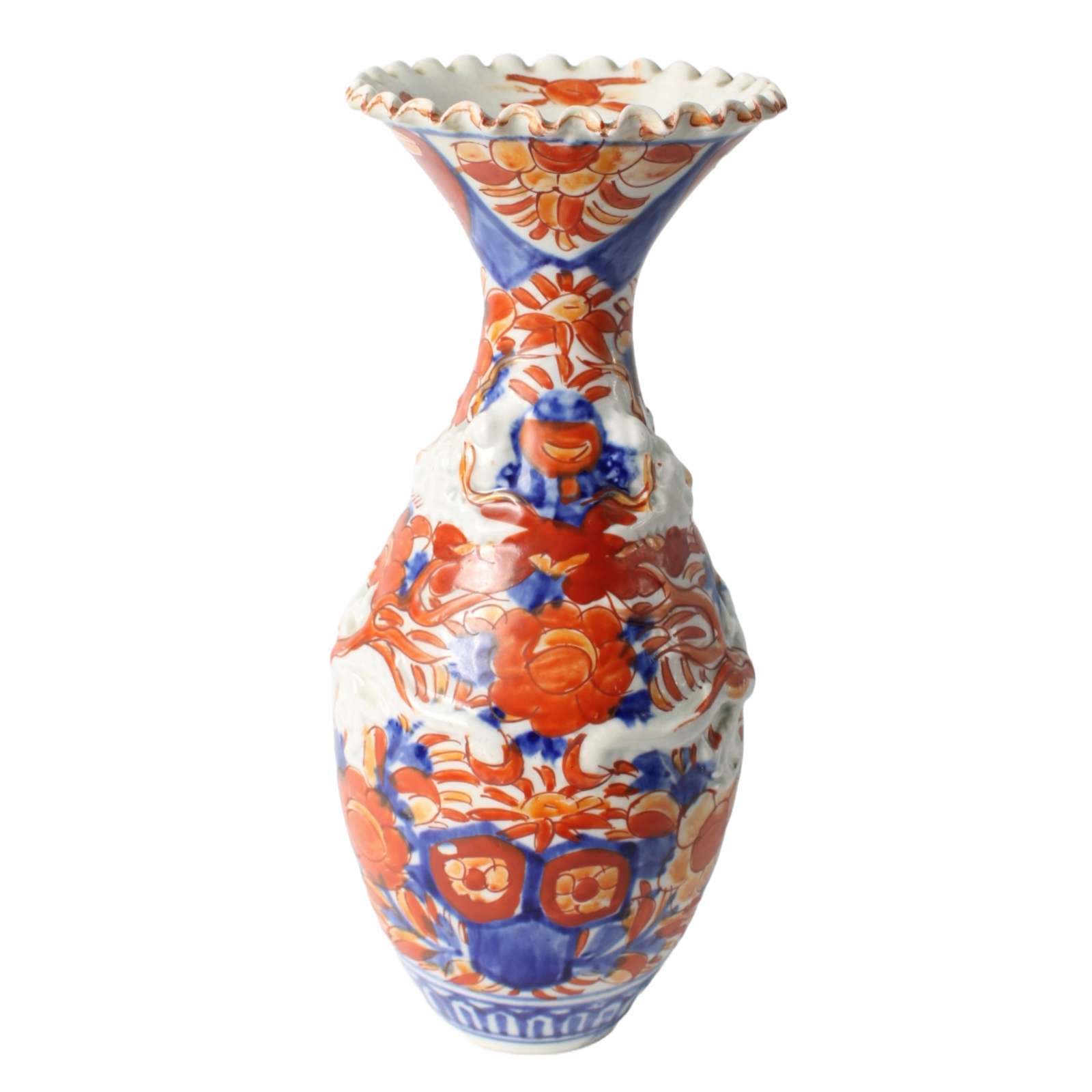 Antique Japanese Imari Vase | 19th-Century Arita Porcelain with Relief