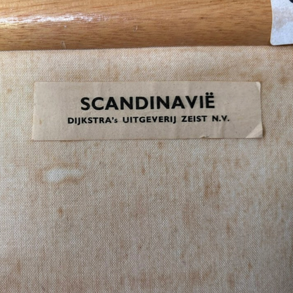 Vintage Scandinavian & Finland School Map on Canvas with Wooden Rods