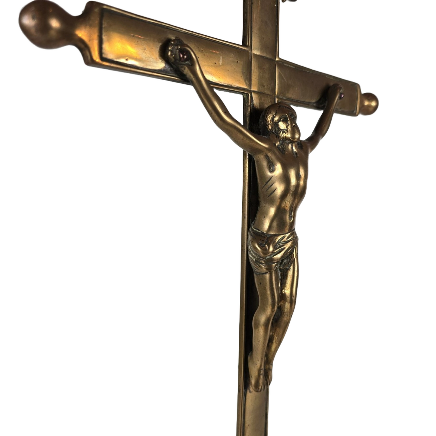 Antique French Crucifix - 19th Century | Religious Decorative Artwork | Brass |