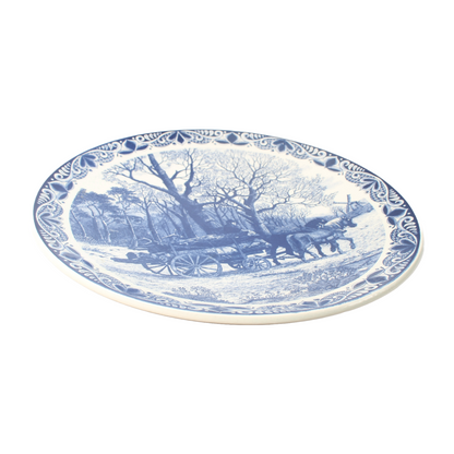 Vintage XL Delft Blue Wall Plate with Winter Landscape, Chemkefa, 1969-1980