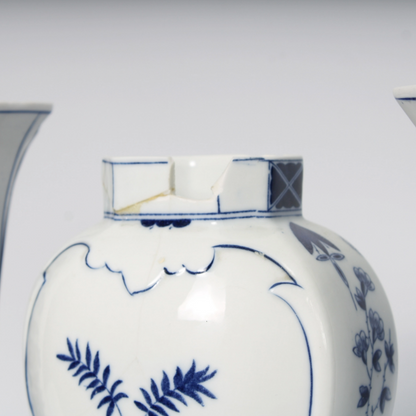 Beautiful 1950s Delft Blue Garniture Set - Set of 3 Pieces