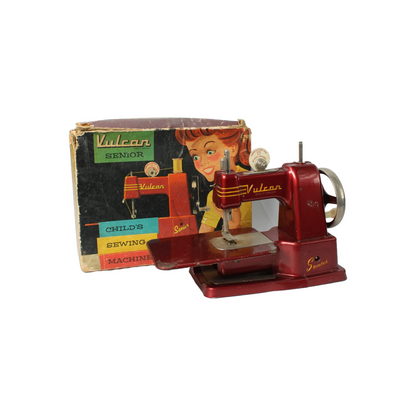 Vintage Vulcan Senior Child's Sewing Machine in Original Box - 1950s Collectible