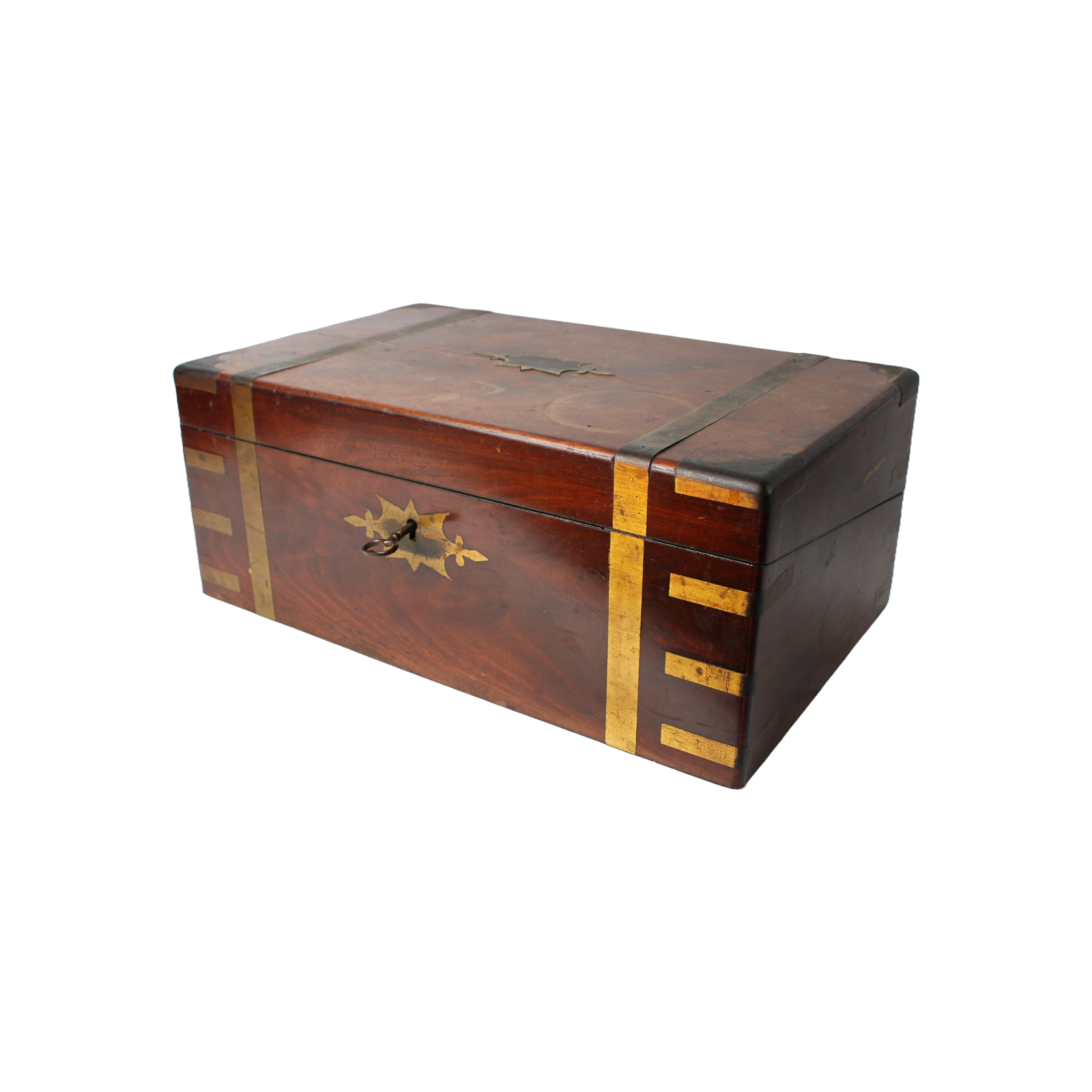 19th Century Writing Box – Antique Wooden Portable Desk with Brass Fittings