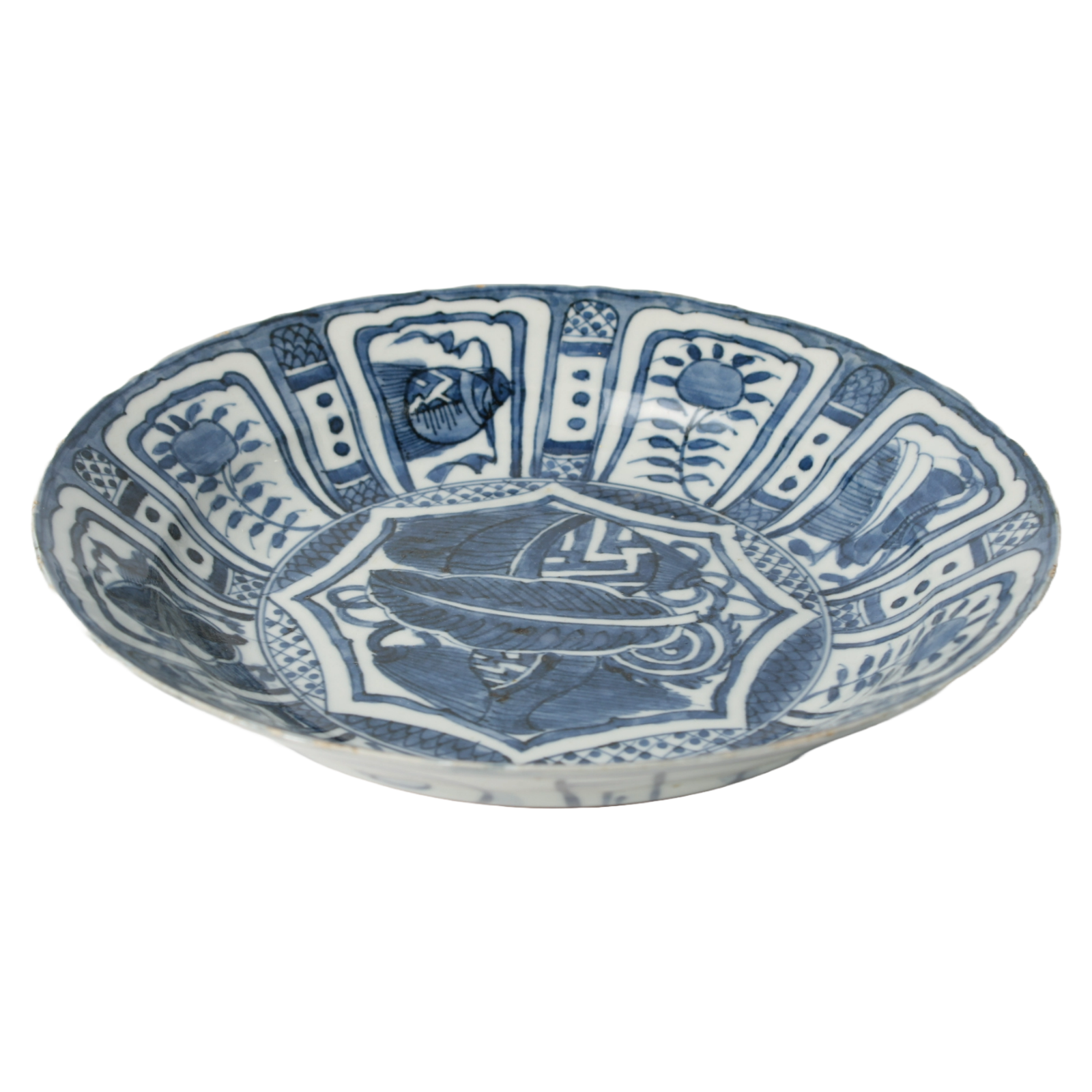 Set of Three Chinese Wanli-Style Blue and White Kraak Porcelain Dishes – 18th C