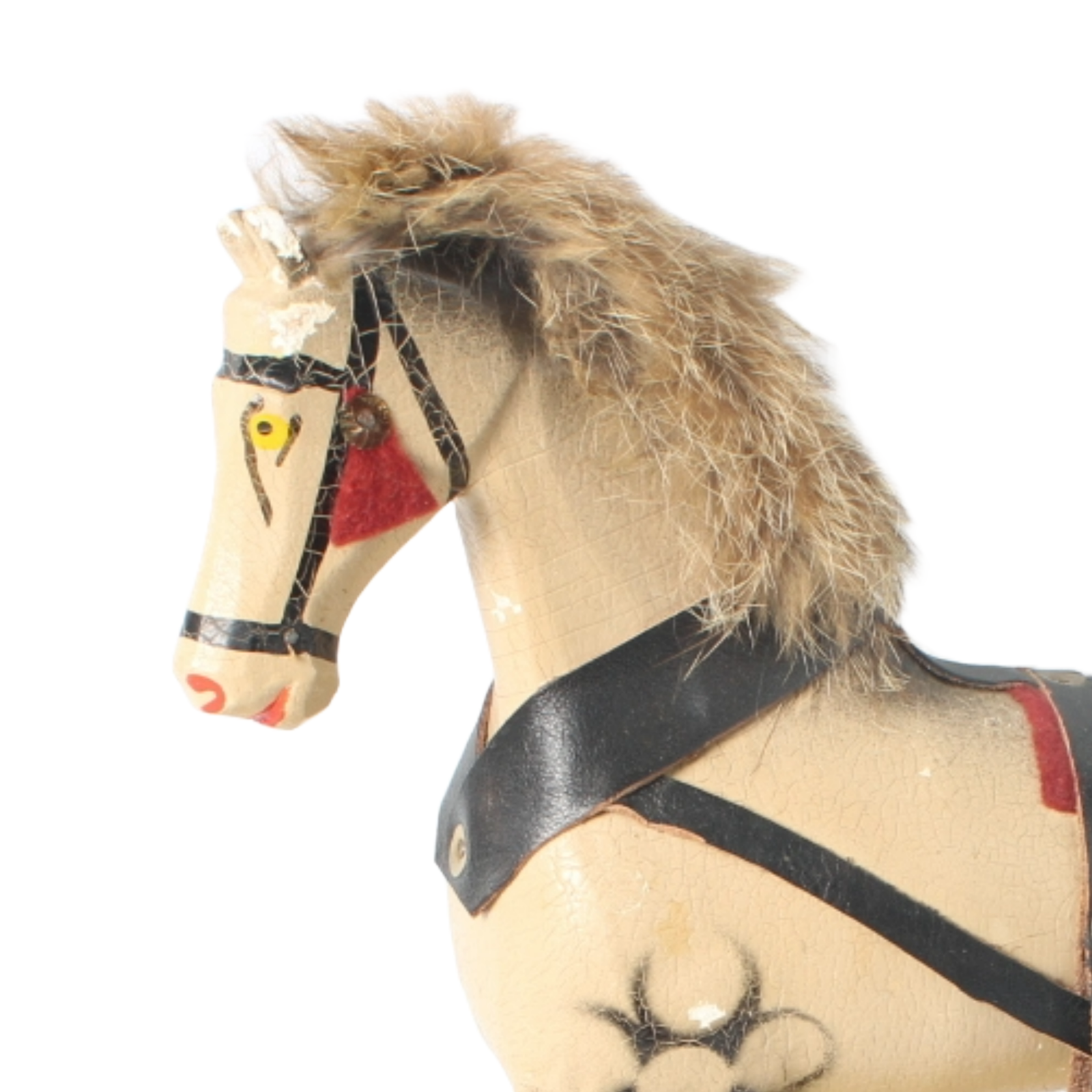 Vintage Handcrafted Wooden Horse Pull Toy on Wheels, 1940s-1950s, Antique