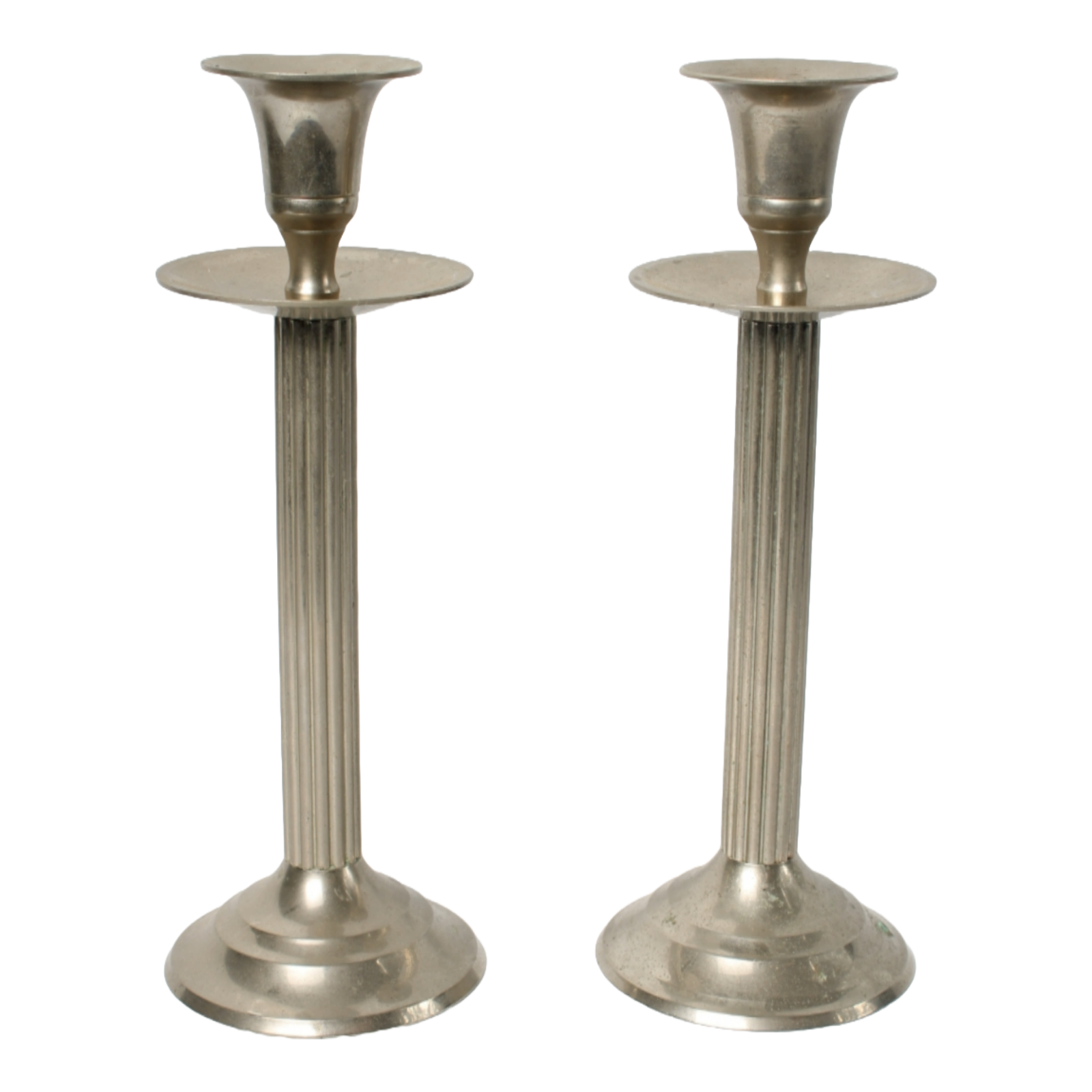 Elegant Pair of Silver-Colored Candle Holders - Classic Design - Timeless