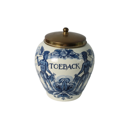 Antique TOEBACK Tobacco Jar | Goedewaagen Holland | Delft Blue Pottery