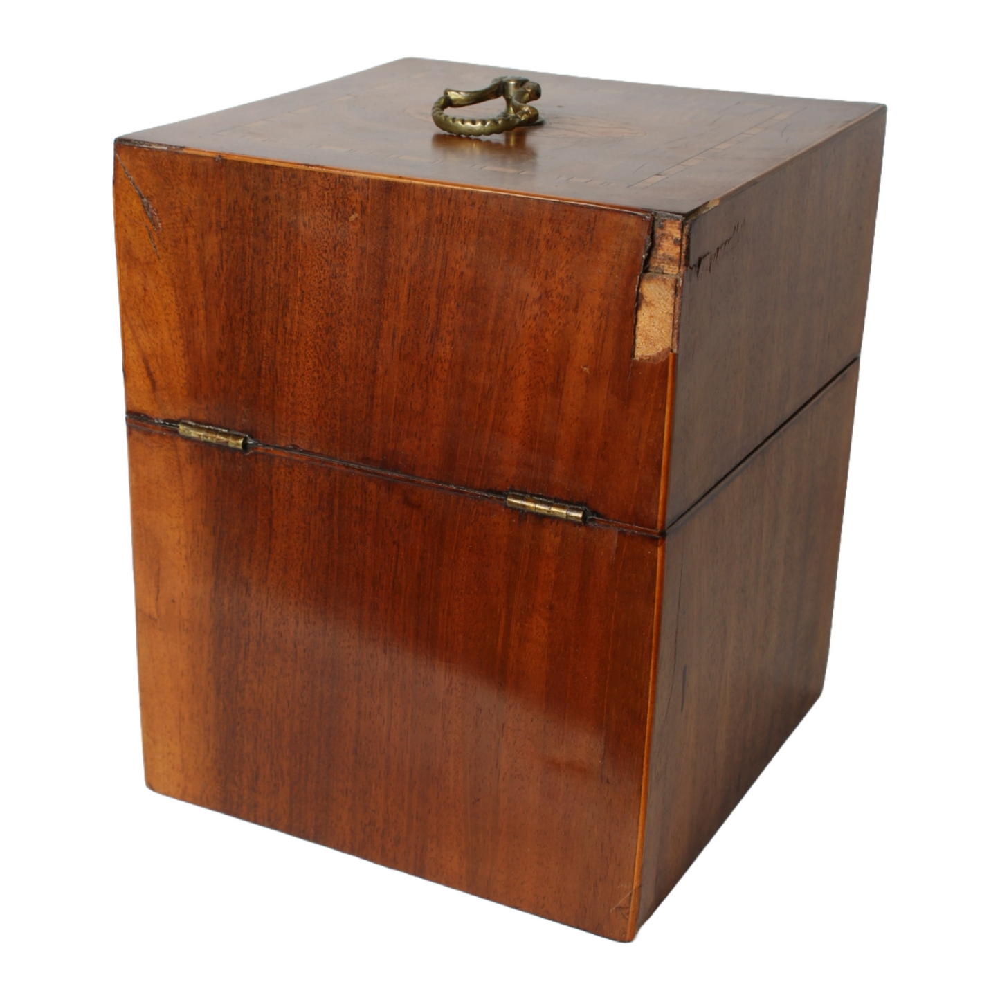 Antique Mahogany Liquor Caddy | 19th-Century Box with Crystal Decanters & Gold