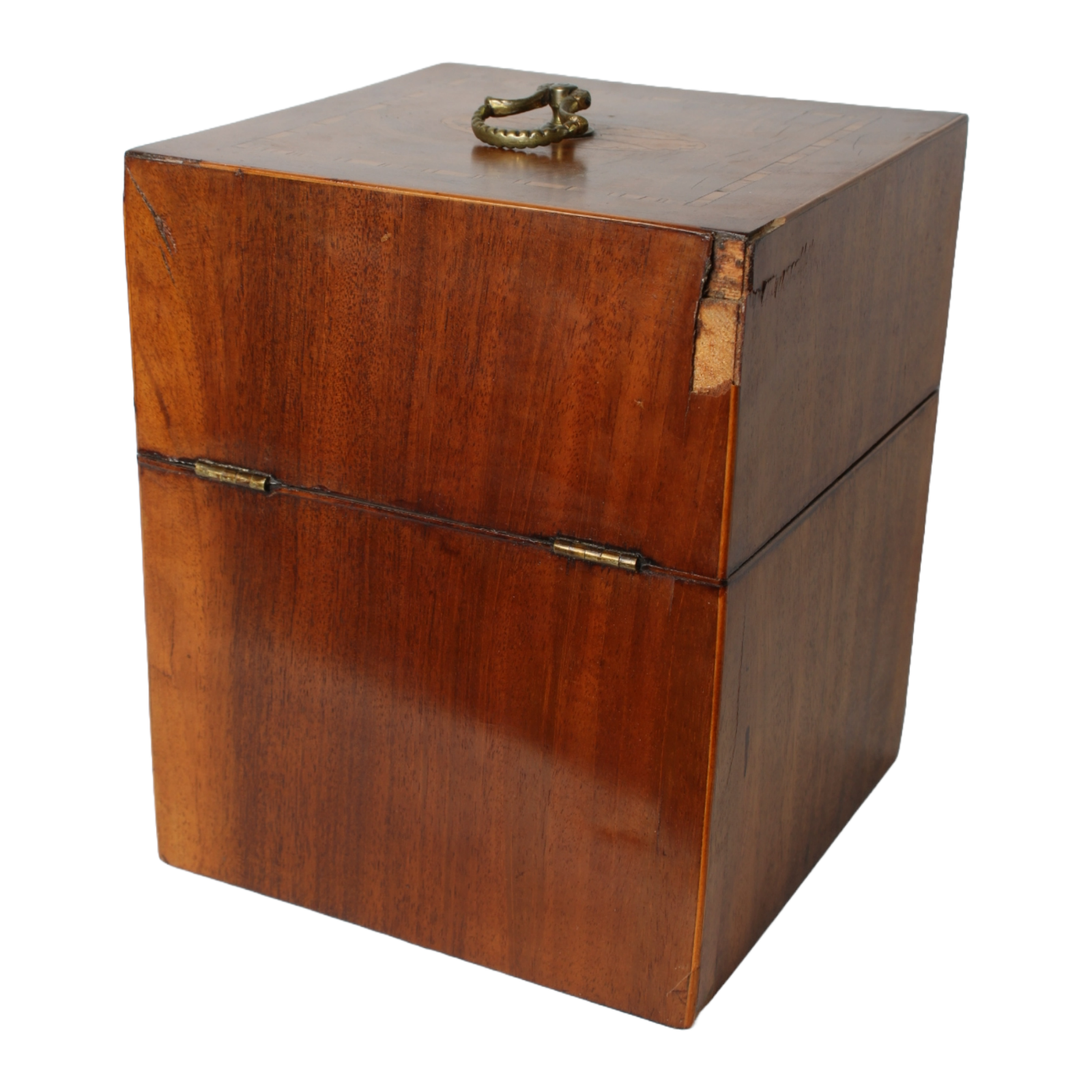 Antique Mahogany Liquor Caddy | 19th-Century Box with Crystal Decanters & Gold