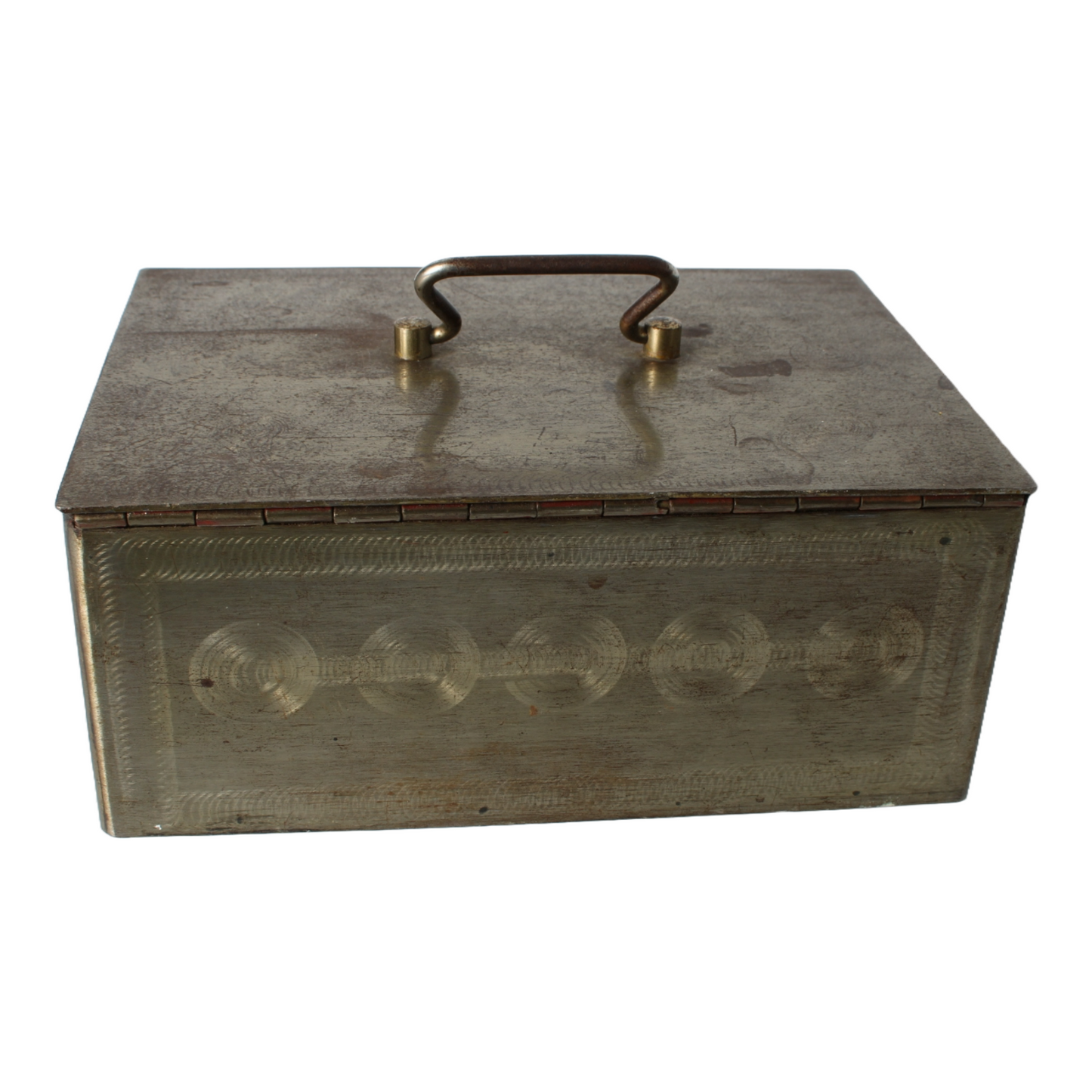 Vintage Metal Safe Box | Mid-20th Century | Red Lacquered Interior | Beaumont