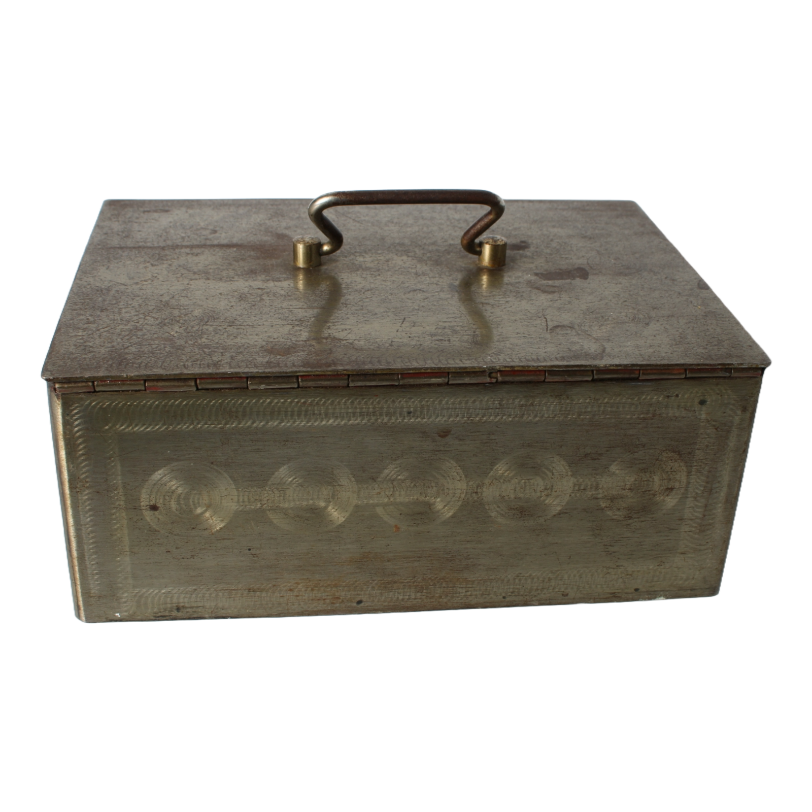Vintage Metal Safe Box | Mid-20th Century | Red Lacquered Interior | Beaumont