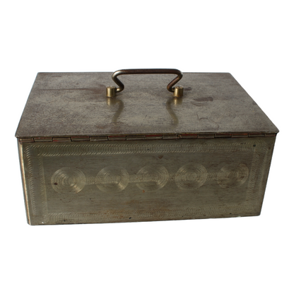 Vintage Metal Safe Box | Mid-20th Century | Red Lacquered Interior | Beaumont