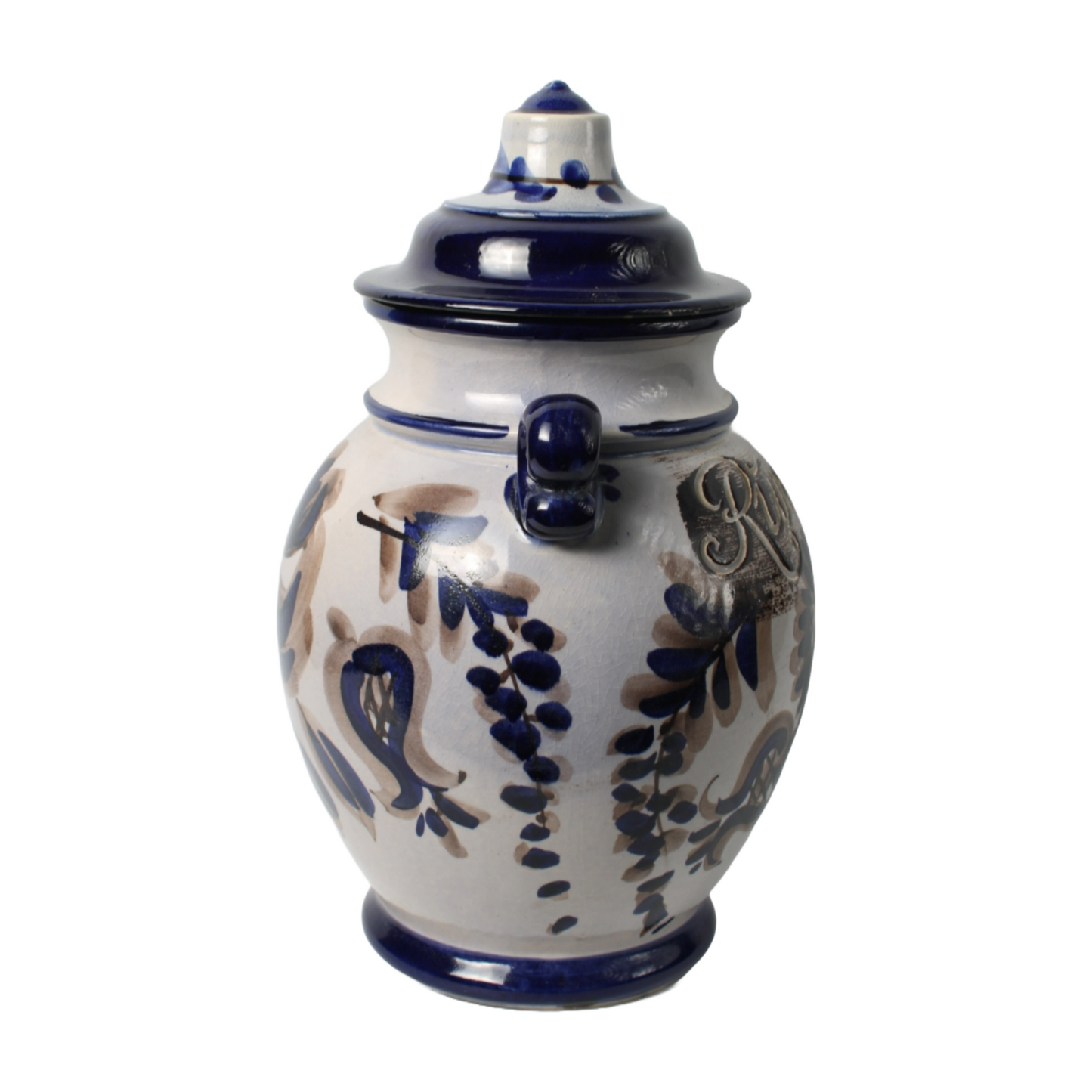 Vintage German Ceramic Rumtopf Pot with Lid - Hand-Painted, 20th Century