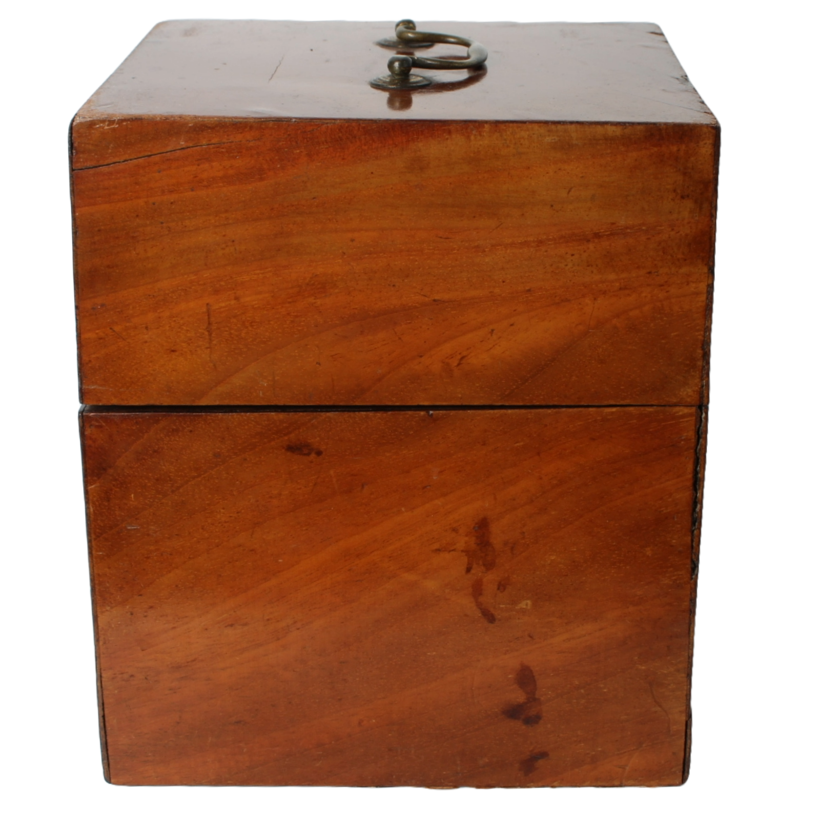 Antique Wooden Tantalus Liquor Box with Four Hand-Blown Decanters – ca. 1850