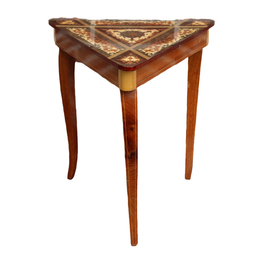 Rare Italian Music Box Table in Triangular Shape!
