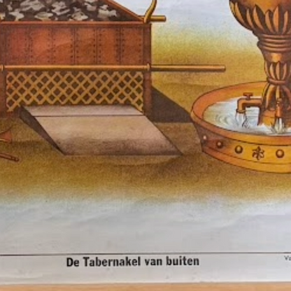 Antique Dutch Bible School Chart “The Tabernacle from Outside”