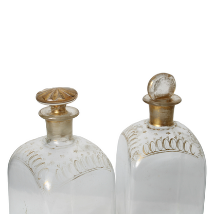 Antique Wooden Tantalus Liquor Box with Four Hand-Blown Decanters – ca. 1850
