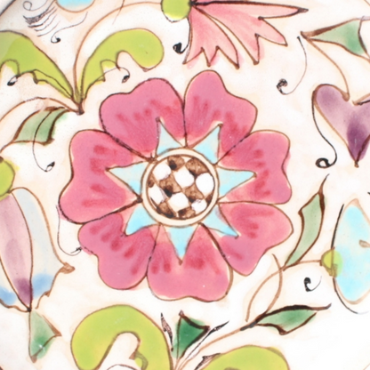 Hand-Painted Ceramic Plate by Kunstkeramik Meran, Floral Design, 1950s Italian