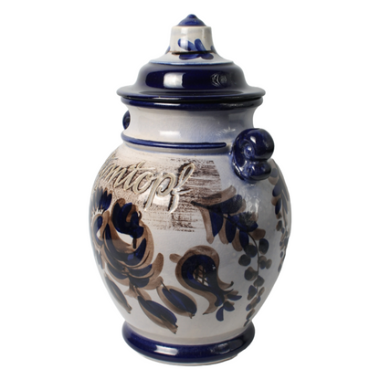 Vintage German Ceramic Rumtopf Pot with Lid - Hand-Painted, 20th Century