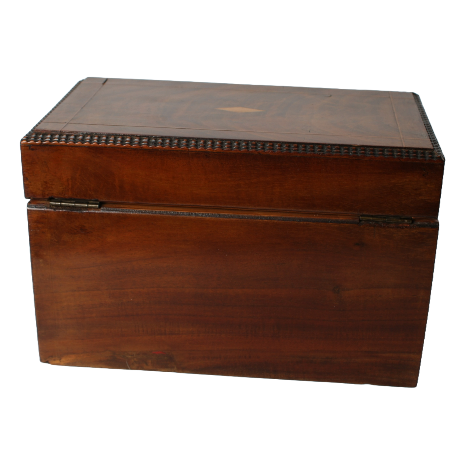 Antique Wooden Tobacco or Tea Caddy with Luxurious Details and Mirror, ca. 1830