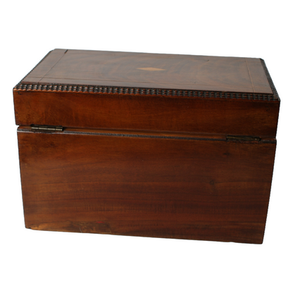 Antique Wooden Tobacco or Tea Caddy with Luxurious Details and Mirror, ca. 1830
