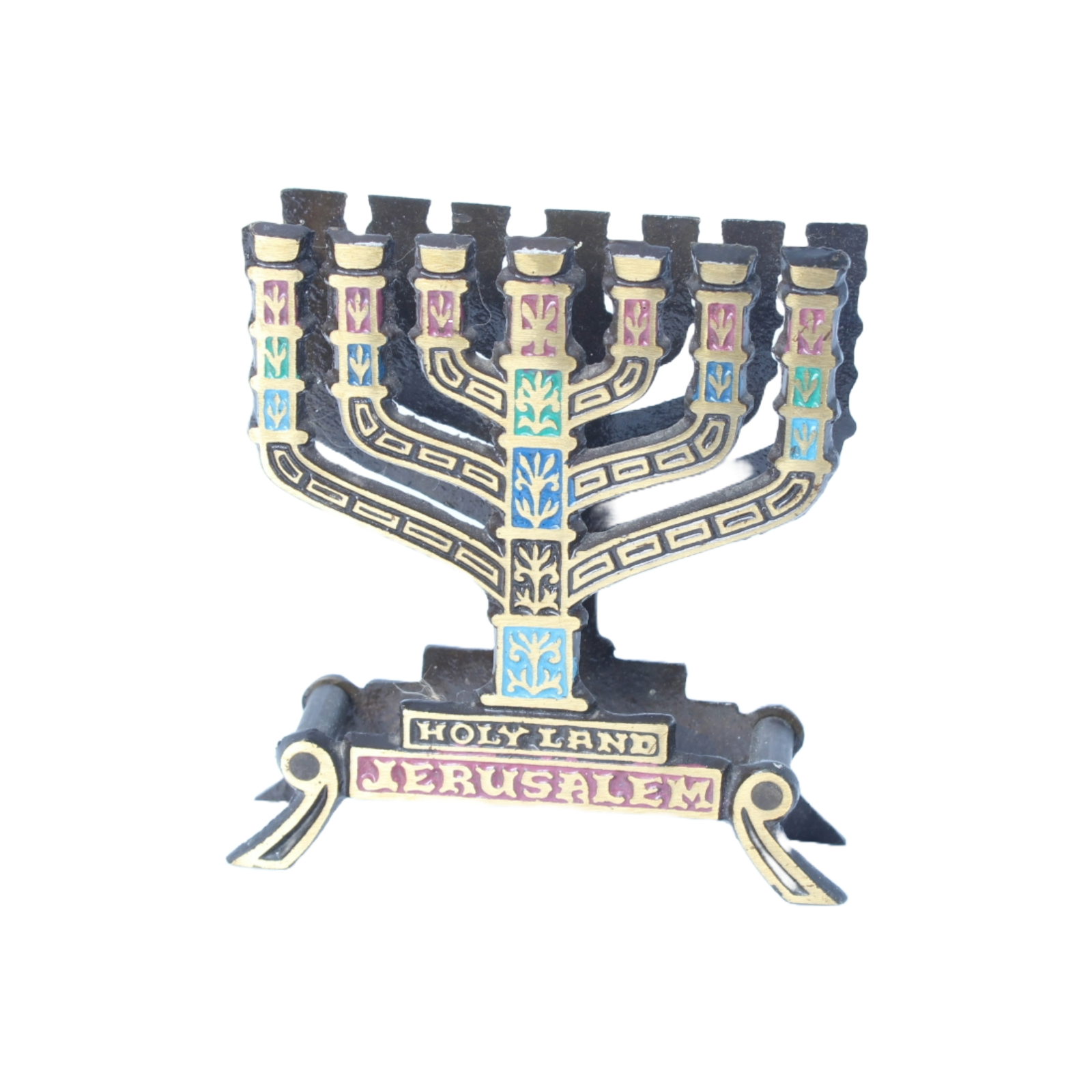 Vintage Judaica Menorah Napkin Holder, Handmade in Israel, 1950s