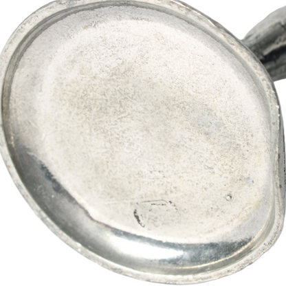 Abstract Pewter Sculpture – Stylized Two-Figure Artwork, Circular Design