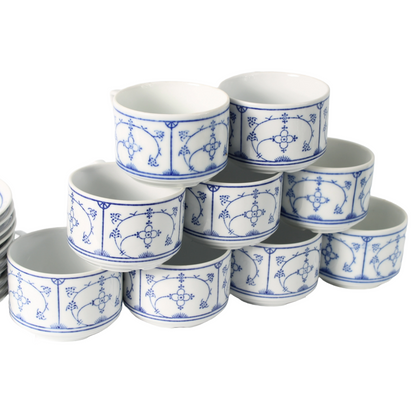Vintage Jäger Eisenberg Blau Saks coffee set, 9 cups and 10 saucers, hand-painte