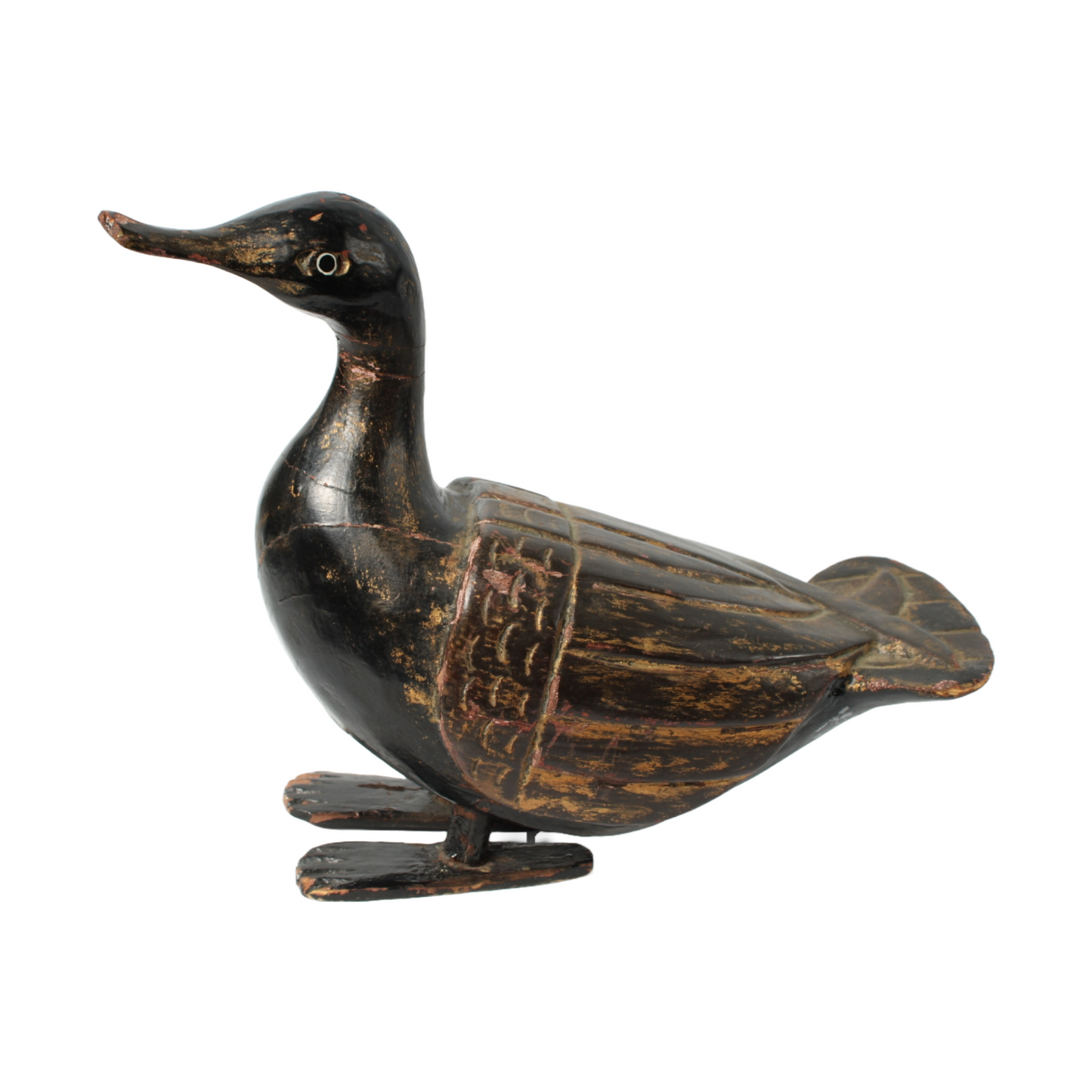 Handmade Wooden Mandarin Duck Sculpture - Traditional Chinese Folk Art