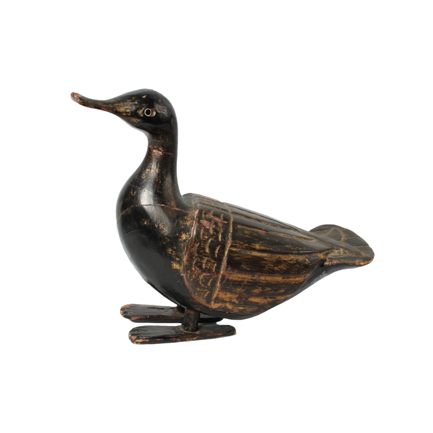 Handmade Wooden Mandarin Duck Sculpture - Traditional Chinese Folk Art