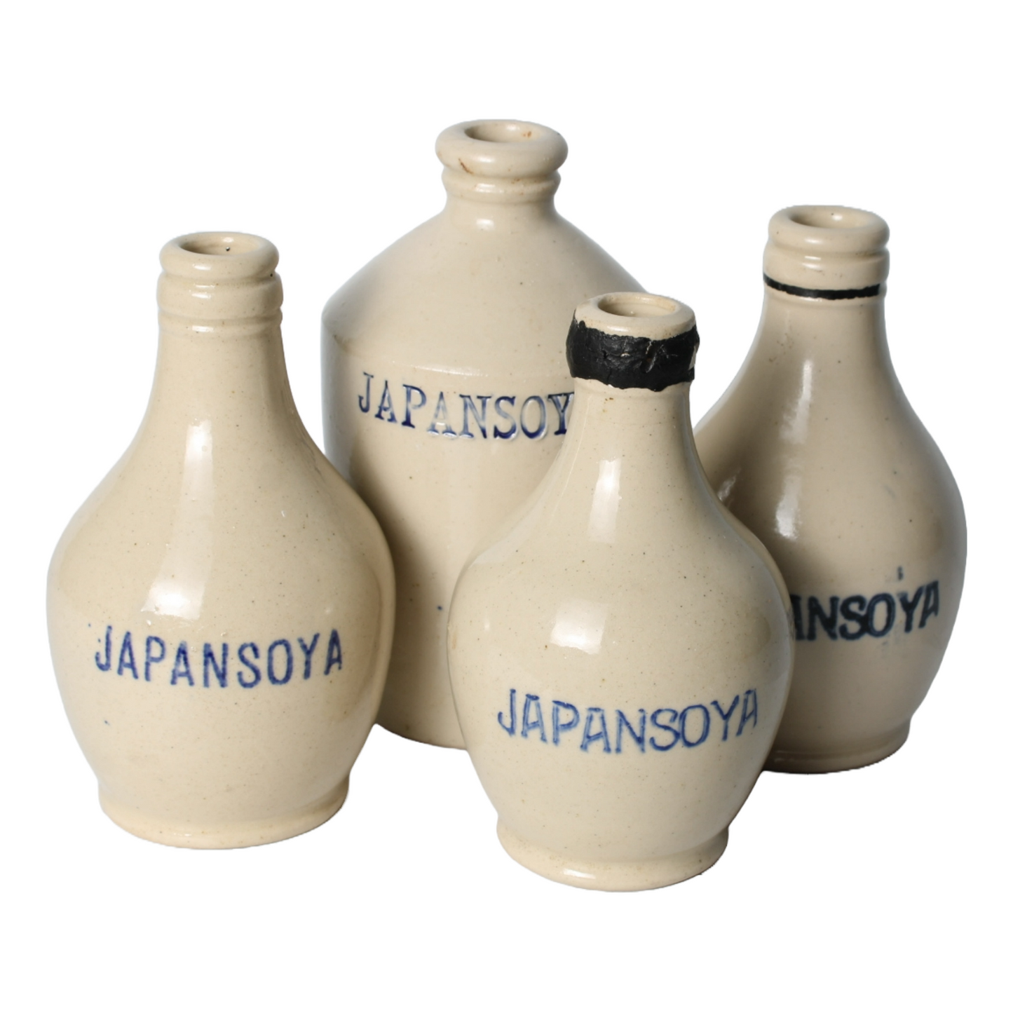 Vintage Japansoya Ceramic Bottles Set, Collectible Condiment Containers, 1880s