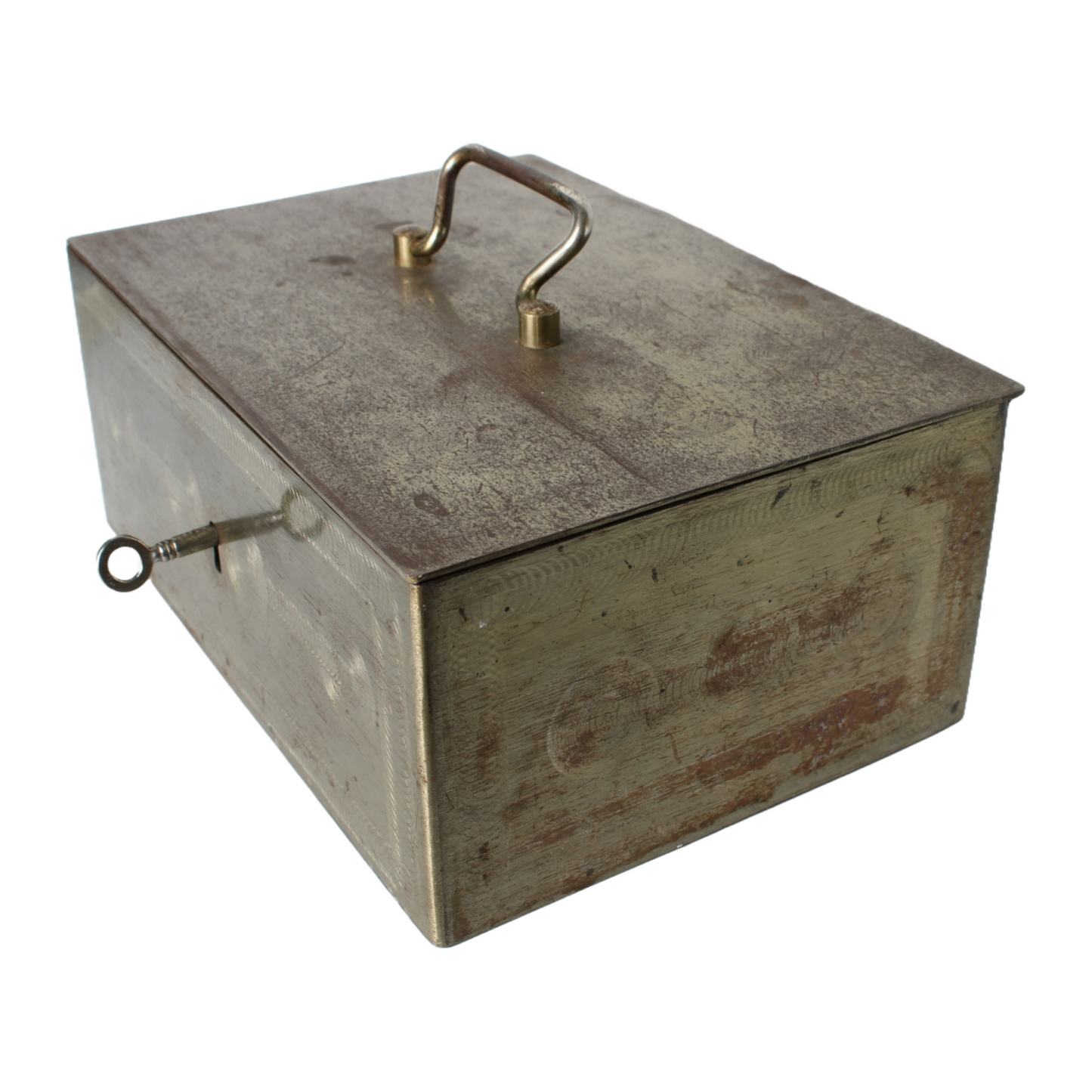 Vintage Metal Safe Box | Mid-20th Century | Red Lacquered Interior | Beaumont