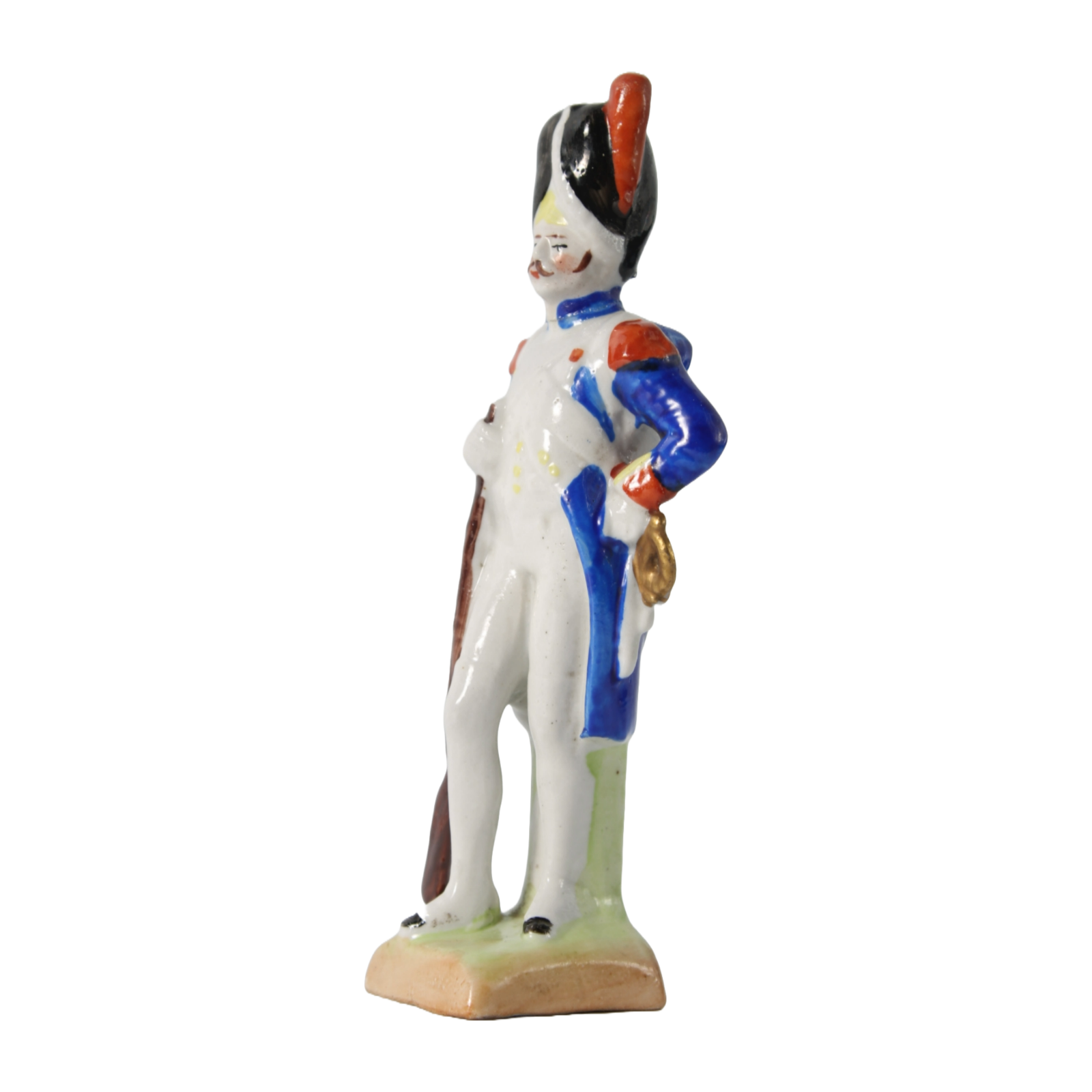 Hand-Painted Porcelain Figurine of Napoleonic Soldier, Kister Scheibe Alsbach