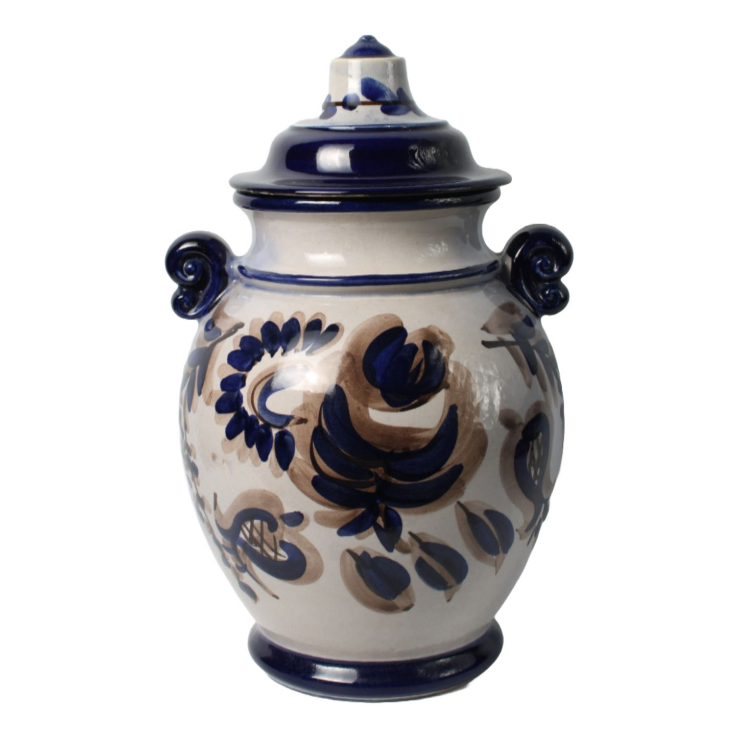 Vintage German Ceramic Rumtopf Pot with Lid - Hand-Painted, 20th Century