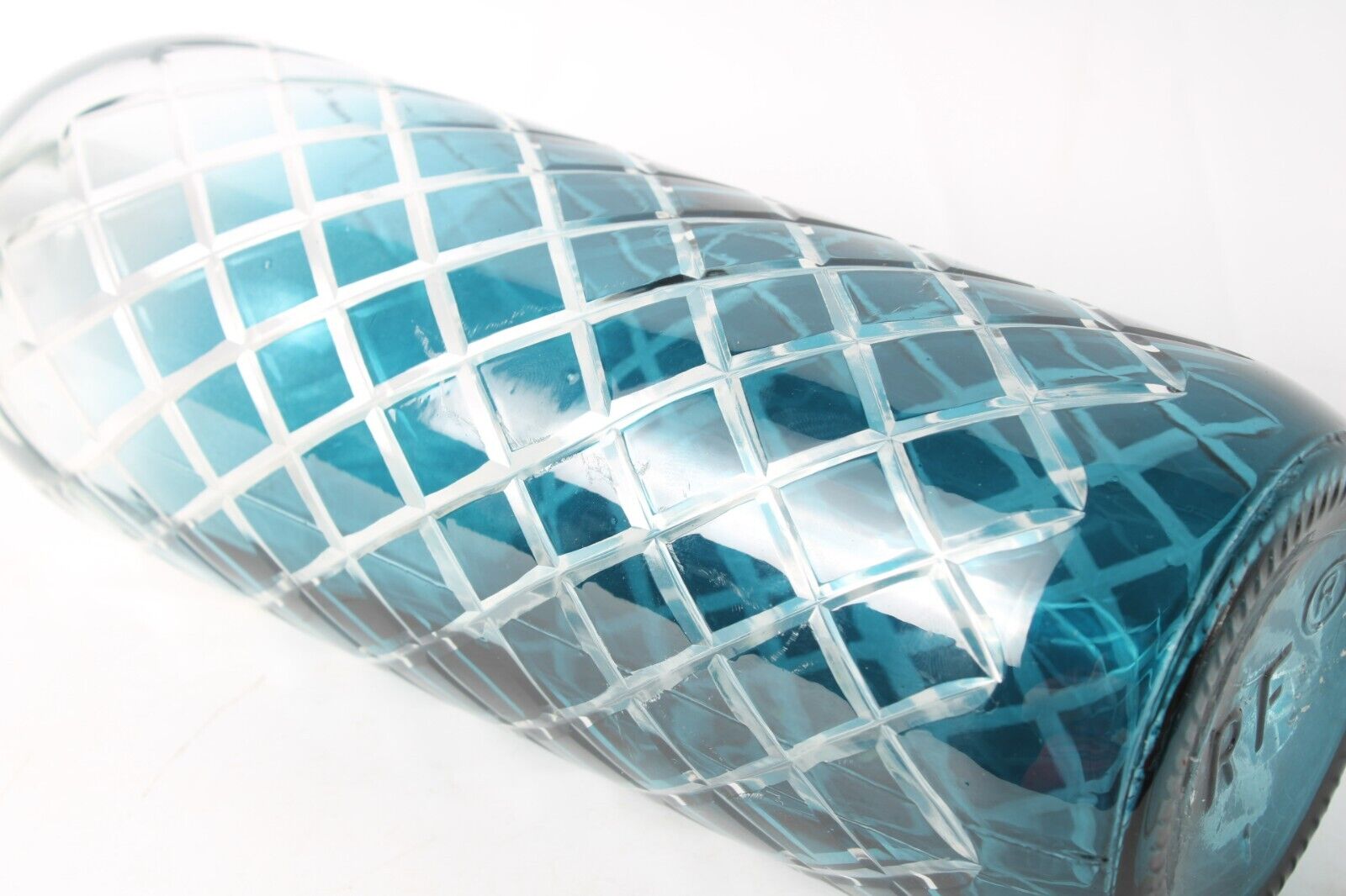 Blue Decorative Bottle | Glassware with Blue Gradient and Lattice Pattern |