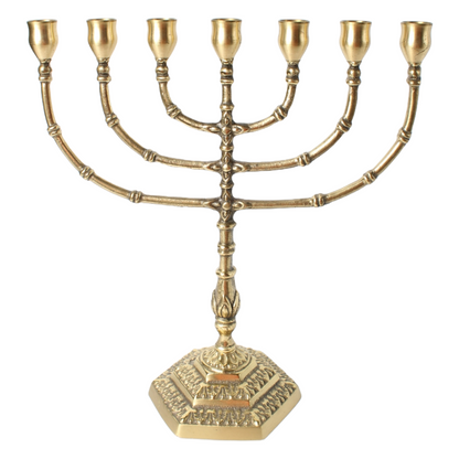 Antique Brass Menorah | Jewish Seven-Branched Candelabrum | Religious Judaica