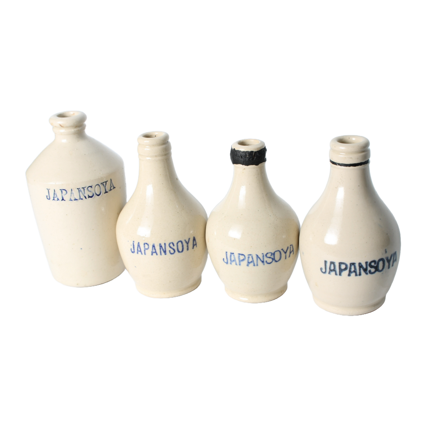 Vintage Japansoya Ceramic Bottles Set, Collectible Condiment Containers, 1880s