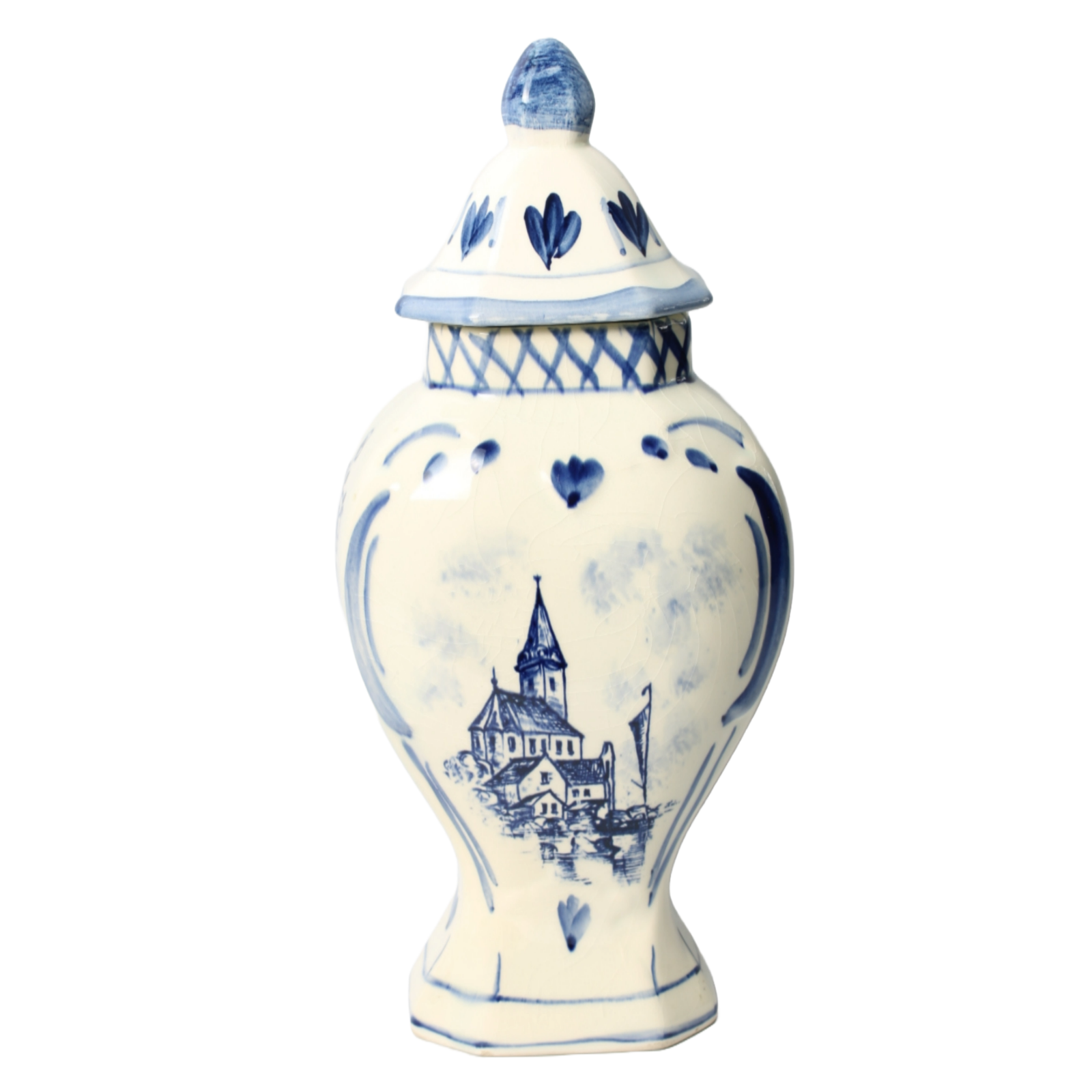 Authentic Delft Blue Lidded Vase - Hand-Painted - 20th Century Masterpiece