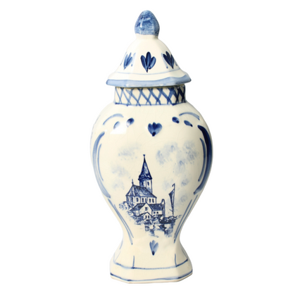 Authentic Delft Blue Lidded Vase - Hand-Painted - 20th Century Masterpiece